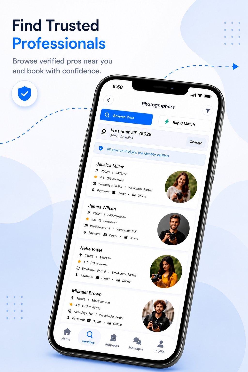 Browse trusted professionals near you in ProLynk